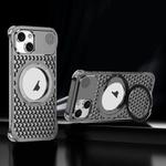 For iPhone 15 R-JUST RJ-64 Aromatherapy Heat Dissipation MagSafe Phone Case with Stand(Grey)