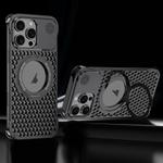 For iPhone 14 Pro Max R-JUST RJ-64 Aromatherapy Heat Dissipation MagSafe Phone Case with Stand(Black)