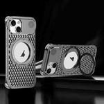 For iPhone 14 R-JUST RJ-64 Aromatherapy Heat Dissipation MagSafe Phone Case with Stand(Grey)