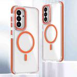For Samsung Galaxy A56 5G Dual-Color Clear Acrylic Hybrid TPU MagSafe Phone Case(Orange)