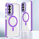 For Samsung Galaxy A56 5G Dual-Color Clear Acrylic Hybrid TPU MagSafe Phone Case(Purple)