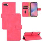 For OPPO A5(AX5) / A3s / A12e Solid Color Skin Feel Magnetic Buckle Horizontal Flip Calf Texture PU Leather Case with Holder & Card Slots & Wallet(Rose Red)