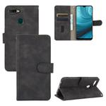 For OPPO A7(AX7) / A5s / AX5s / A12 Solid Color Skin Feel Magnetic Buckle Horizontal Flip Calf Texture PU Leather Case with Holder & Card Slots & Wallet(Black)