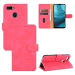 For OPPO A7(AX7) / A5s / AX5s / A12 Solid Color Skin Feel Magnetic Buckle Horizontal Flip Calf Texture PU Leather Case with Holder & Card Slots & Wallet(Rose Red)