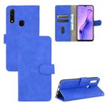 For OPPO A8 / A31 (2020) Solid Color Skin Feel Magnetic Buckle Horizontal Flip Calf Texture PU Leather Case with Holder & Card Slots & Wallet(Blue)