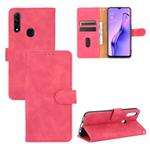 For OPPO A8 / A31 (2020) Solid Color Skin Feel Magnetic Buckle Horizontal Flip Calf Texture PU Leather Case with Holder & Card Slots & Wallet(Rose Red)