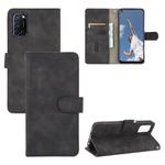 For OPPO A52 / A72 / A92 Solid Color Skin Feel Magnetic Buckle Horizontal Flip Calf Texture PU Leather Case with Holder & Card Slots & Wallet(Black)