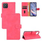 For OPPO A92s Solid Color Skin Feel Magnetic Buckle Horizontal Flip Calf Texture PU Leather Case with Holder & Card Slots & Wallet(Rose Red)