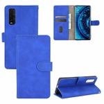 For OPPO Find X2 Solid Color Skin Feel Magnetic Buckle Horizontal Flip Calf Texture PU Leather Case with Holder & Card Slots & Wallet(Blue)