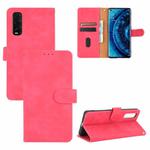 For OPPO Find X2 Solid Color Skin Feel Magnetic Buckle Horizontal Flip Calf Texture PU Leather Case with Holder & Card Slots & Wallet(Rose Red)
