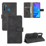 For OPPO Realme 5 / Realme 5s Solid Color Skin Feel Magnetic Buckle Horizontal Flip Calf Texture PU Leather Case with Holder & Card Slots & Wallet(Black)