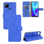 For OPPO Realme C15 Solid Color Skin Feel Magnetic Buckle Horizontal Flip Calf Texture PU Leather Case with Holder & Card Slots & Wallet(Blue)