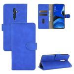 For OPPO Reno2 Z / F Solid Color Skin Feel Magnetic Buckle Horizontal Flip Calf Texture PU Leather Case with Holder & Card Slots & Wallet(Blue)