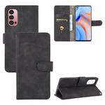 For OPPO Reno4 Pro 5G Solid Color Skin Feel Magnetic Buckle Horizontal Flip Calf Texture PU Leather Case with Holder & Card Slots & Wallet(Black)