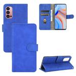 For OPPO Reno4 Pro 5G Solid Color Skin Feel Magnetic Buckle Horizontal Flip Calf Texture PU Leather Case with Holder & Card Slots & Wallet(Blue)