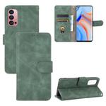 For OPPO Reno4 Pro 5G Solid Color Skin Feel Magnetic Buckle Horizontal Flip Calf Texture PU Leather Case with Holder & Card Slots & Wallet(Green)