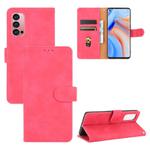 For OPPO Reno4 Pro 5G Solid Color Skin Feel Magnetic Buckle Horizontal Flip Calf Texture PU Leather Case with Holder & Card Slots & Wallet(Rose Red)