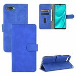 For OPPO Reno A Solid Color Skin Feel Magnetic Buckle Horizontal Flip Calf Texture PU Leather Case with Holder & Card Slots & Wallet(Blue)