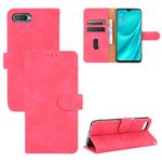 For OPPO Reno A Solid Color Skin Feel Magnetic Buckle Horizontal Flip Calf Texture PU Leather Case with Holder & Card Slots & Wallet(Rose Red)