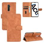 For OPPO Reno Ace / Realme X2 Pro Solid Color Skin Feel Magnetic Buckle Horizontal Flip Calf Texture PU Leather Case with Holder & Card Slots & Wallet(Brown)