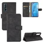 For OPPO Reno3 Pro 5G Solid Color Skin Feel Magnetic Buckle Horizontal Flip Calf Texture PU Leather Case with Holder & Card Slots & Wallet(Black)