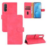 For OPPO Reno3 Pro 5G Solid Color Skin Feel Magnetic Buckle Horizontal Flip Calf Texture PU Leather Case with Holder & Card Slots & Wallet(Rose Red)