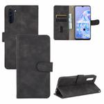 For OPPO Reno3 A(Japanese Version) Solid Color Skin Feel Magnetic Buckle Horizontal Flip Calf Texture PU Leather Case with Holder & Card Slots & Wallet(Black)