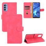 For OPPO Reno4 4G Solid Color Skin Feel Magnetic Buckle Horizontal Flip Calf Texture PU Leather Case with Holder & Card Slots & Wallet(Rose Red)