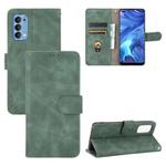 For OPPO Reno4 5G Solid Color Skin Feel Magnetic Buckle Horizontal Flip Calf Texture PU Leather Case with Holder & Card Slots & Wallet(Green)
