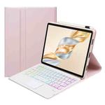 For Honor Pad X9 Pro 11.5 AH28-AS Ultra-thin Detachable Backlight Bluetooth Keyboard Leather Tablet Case with Touchpad(Pink White)