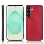 For Samsung Galaxy S25 5G Cow Pattern Sewing Back Cover Phone Case(Red)