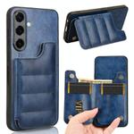 For Samsung Galaxy S25+ 5G Cow Pattern Sewing Card Bag Phone Case(Blue)