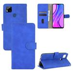 For Xiaomi Redmi 9C Solid Color Skin Feel Magnetic Buckle Horizontal Flip Calf Texture PU Leather Case with Holder & Card Slots & Wallet(Blue)
