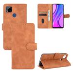 For Xiaomi Redmi 9C Solid Color Skin Feel Magnetic Buckle Horizontal Flip Calf Texture PU Leather Case with Holder & Card Slots & Wallet(Brown)