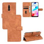 For Xiaomi Redmi 8 Solid Color Skin Feel Magnetic Buckle Horizontal Flip Calf Texture PU Leather Case with Holder & Card Slots & Wallet(Brown)