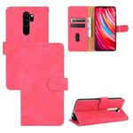 For Xiaomi Redmi Note 8 Pro Solid Color Skin Feel Magnetic Buckle Horizontal Flip Calf Texture PU Leather Case with Holder & Card Slots & Wallet(Rose Red)