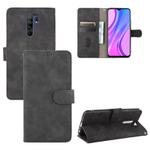 For Xiaomi Redmi 9 Solid Color Skin Feel Magnetic Buckle Horizontal Flip Calf Texture PU Leather Case with Holder & Card Slots & Wallet(Black)