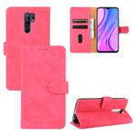 For Xiaomi Redmi 9 Solid Color Skin Feel Magnetic Buckle Horizontal Flip Calf Texture PU Leather Case with Holder & Card Slots & Wallet(Rose Red)