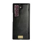 For Samsung Galaxy Z Fold Special Crazy Horse Pattern Spring Center Shaft Phone Case(Black)