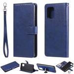 For Samsung Galaxy A91 / S10 Lite 2 in 1 Solid Color Detachable PU Leather Case with Card Slots & Magnetic Holder & Photo Frame & Wallet & Strap(Blue)