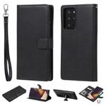 For Samsung Galaxy Note 20 2 in 1 Solid Color Detachable PU Leather Case with Card Slots & Magnetic Holder & Photo Frame & Wallet & Strap(Black)