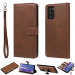 For Samsung Galaxy Note 20 Ultra 2 in 1 Solid Color Detachable PU Leather Case with Card Slots & Magnetic Holder & Photo Frame & Wallet & Strap(Brown)