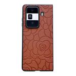 For Honor Magic V2 Impression Camellia Pattern Protective Phone Case(Brown)
