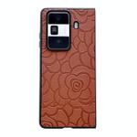 For Honor Magic V3 Impression Camellia Pattern Protective Phone Case(Brown)