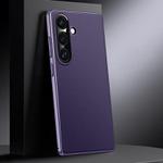 For Samsung Galaxy S25 5G Genuine Leather PC Phone Case(Dark Purple)
