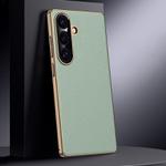 For Samsung Galaxy S25+ 5G Genuine Leather PC Phone Case(Green)