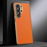 For Samsung Galaxy S25 Ultra 5G Genuine Leather PC Phone Case(Orange)