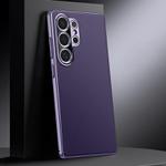 For Samsung Galaxy S25 Ultra 5G Genuine Leather PC Phone Case(Dark Purple)