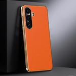 For Samsung Galaxy S24+ 5G Genuine Leather PC Phone Case(Orange)