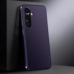For Samsung Galaxy S24+ 5G Genuine Leather PC Phone Case(Dark Purple)